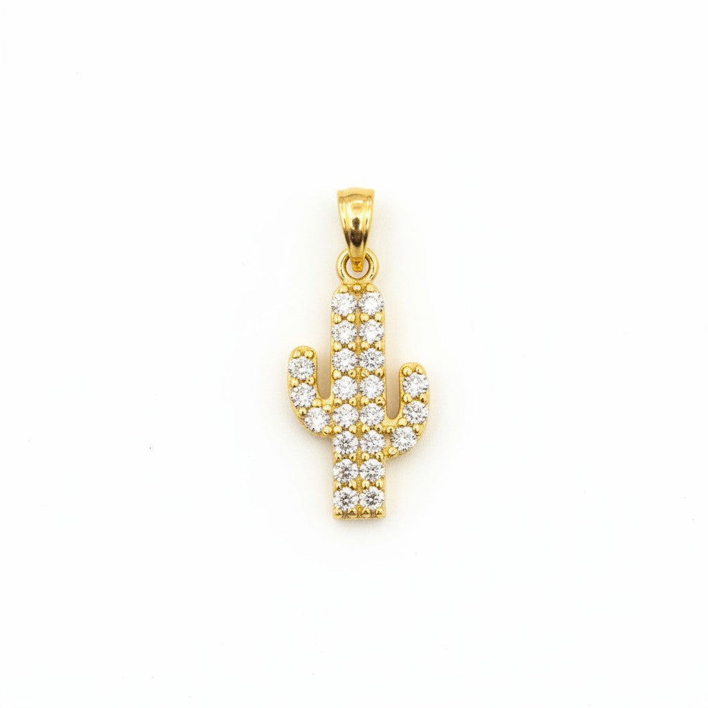 Dije Mini Cactus con Zirconias – Oro 10K