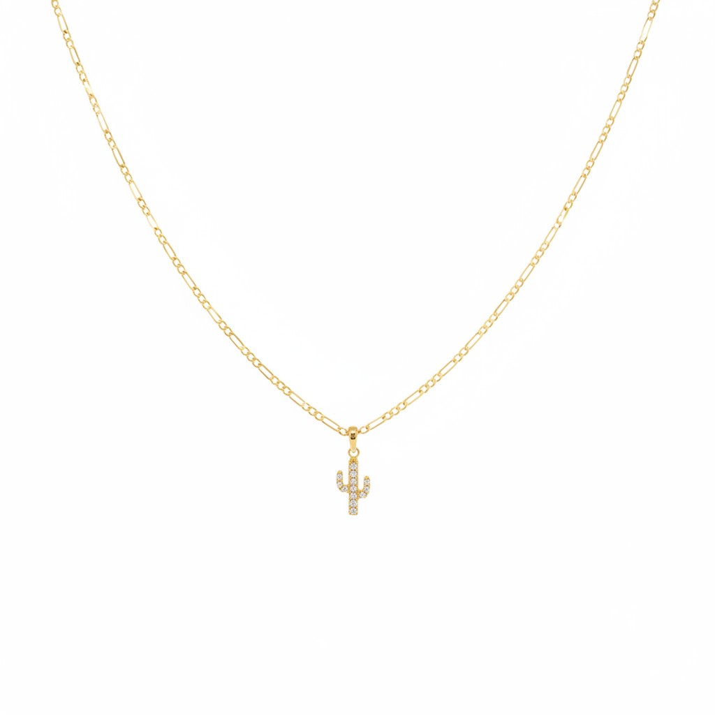Dije Mini Cactus con Zirconias – Oro 10K