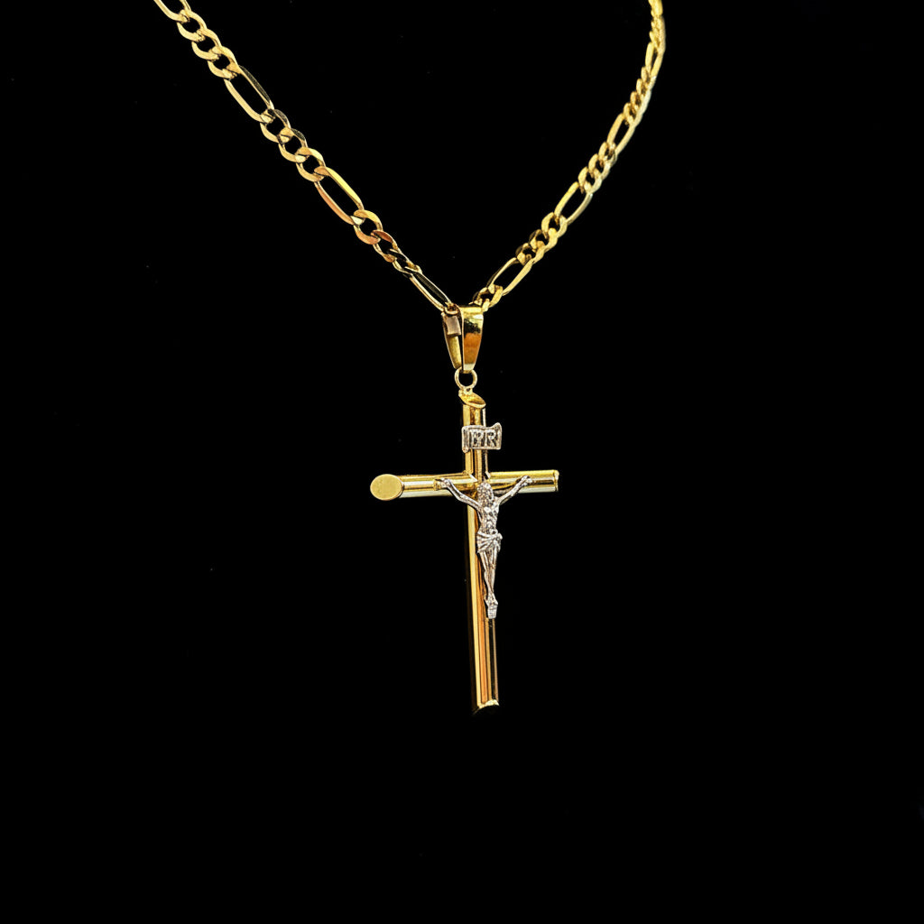 Dije Cristo en Cruz Tubular Oro 10K