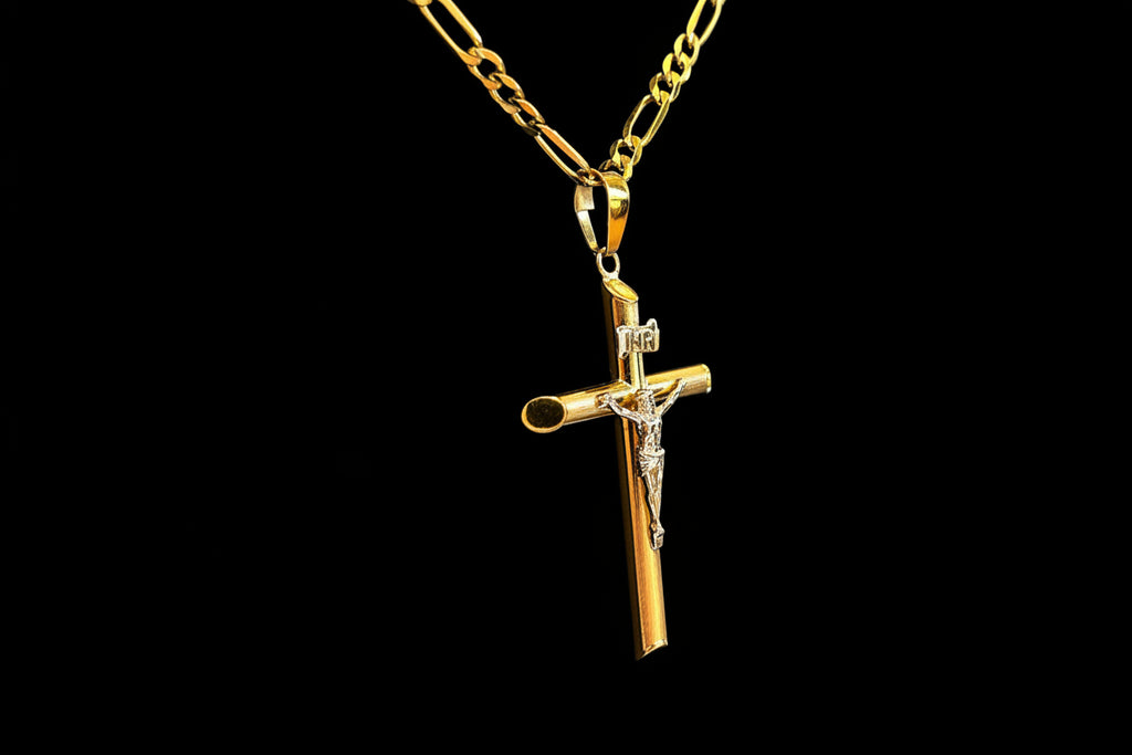 Dije Cristo en Cruz Tubular Oro 10K