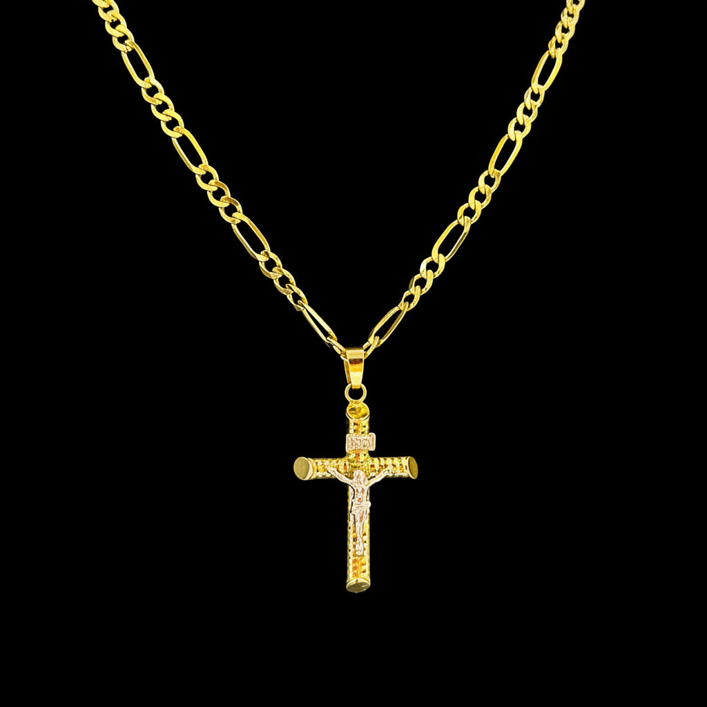 Dije Cruz Tubular con Cristo Oro 10K
