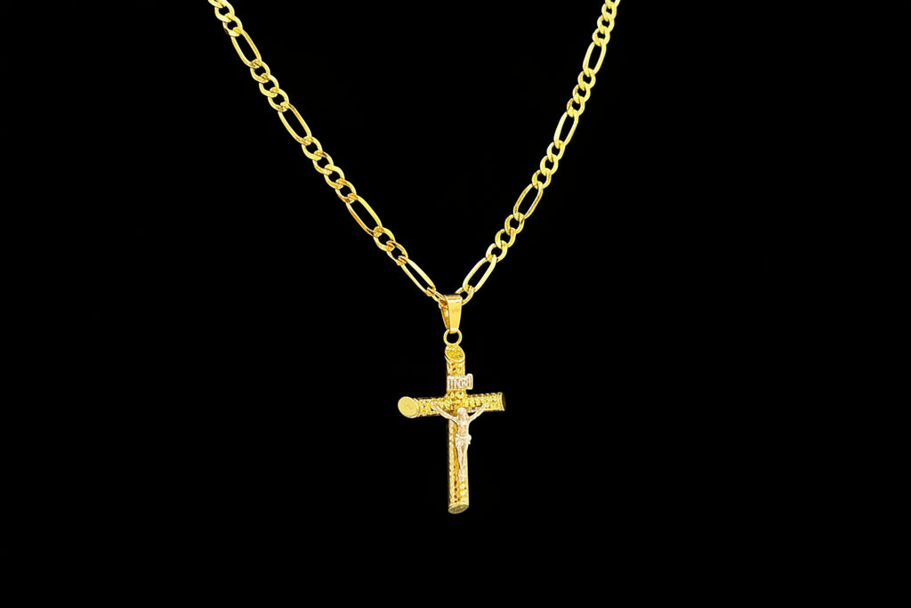 Dije Cruz Tubular con Cristo Oro 10K