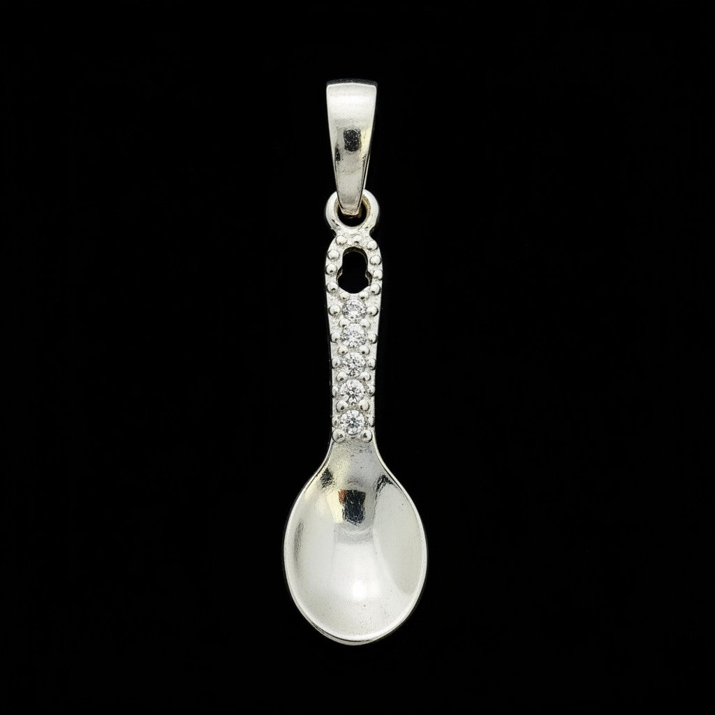 Dije Cuchara con Zirconias en Plata .925