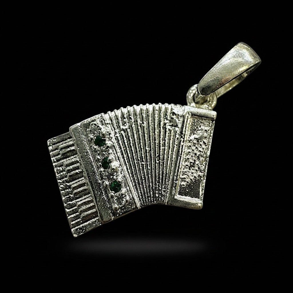 Dije Acordeón con Zirconias en Plata .925