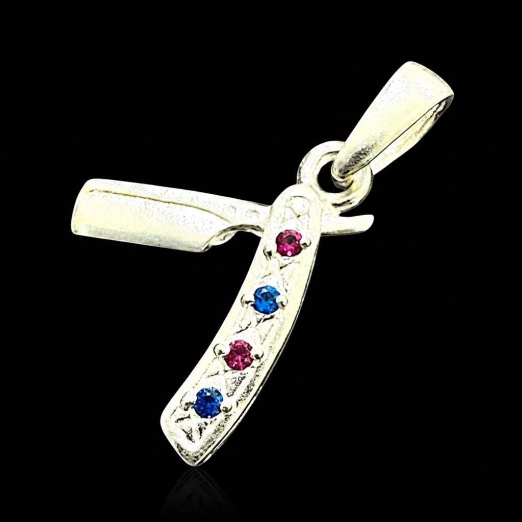 Dije de Navaja para Barbero en Plata .925