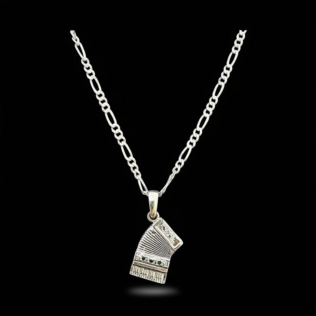 Dije Acordeón con Zirconias en Plata .925