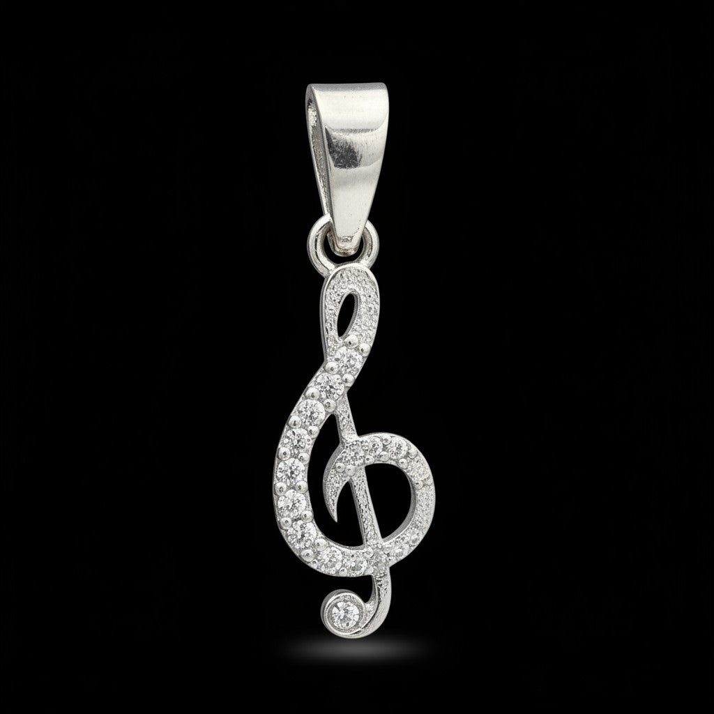 Dije Clave de Sol con Zirconias en Plata .925