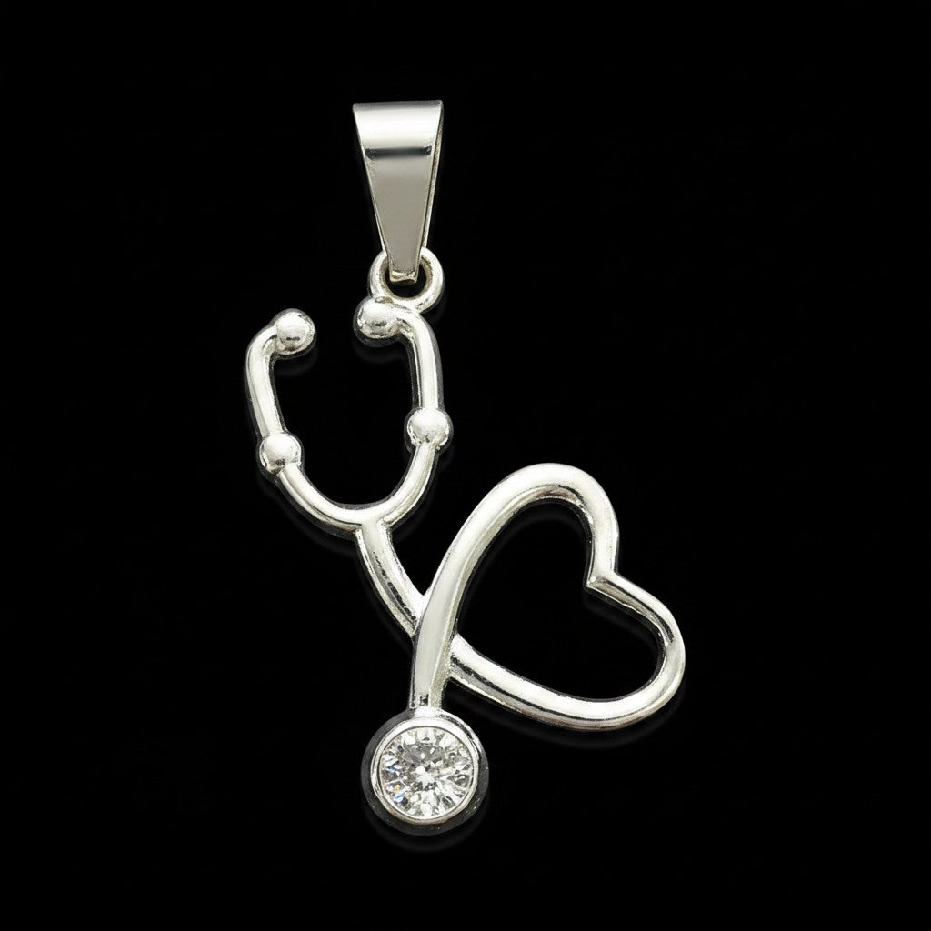Dije Estetoscopio con Corazón en Plata .925