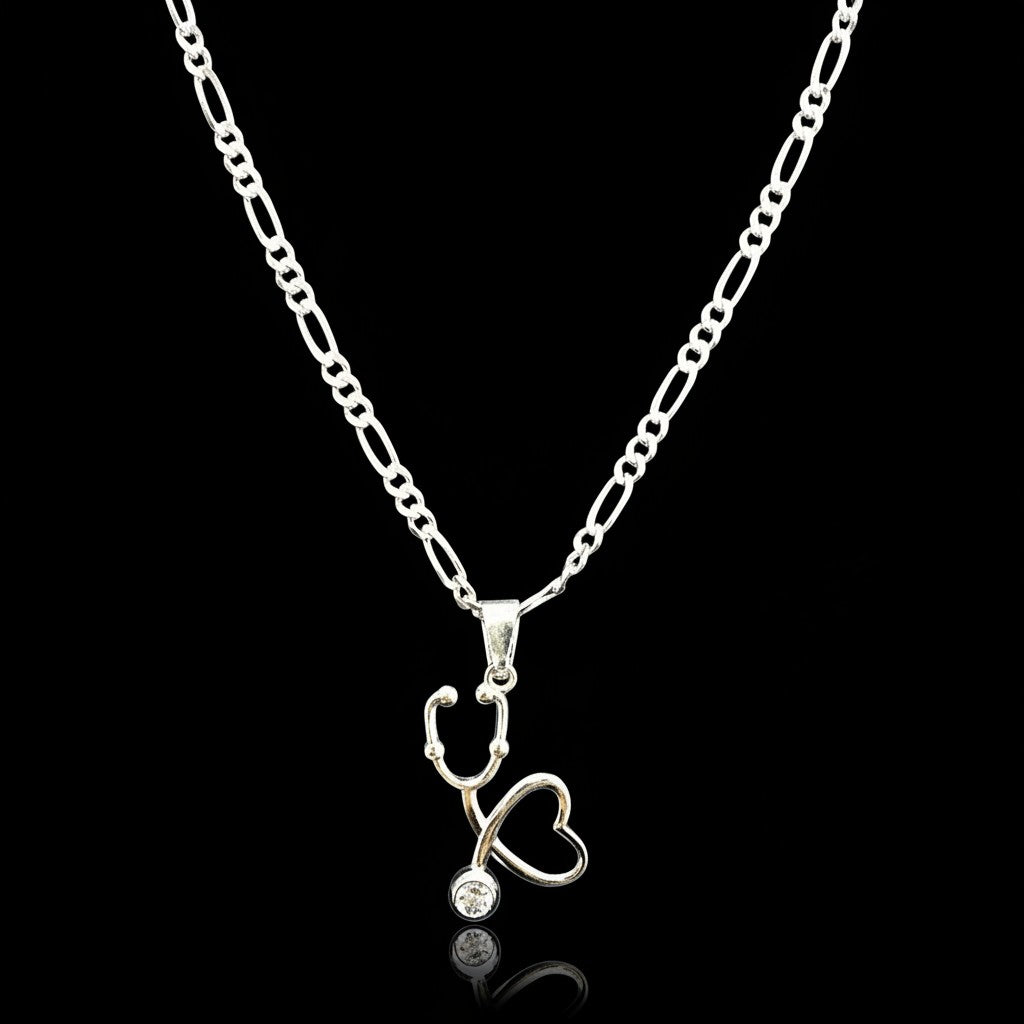 Dije Estetoscopio con Corazón en Plata .925