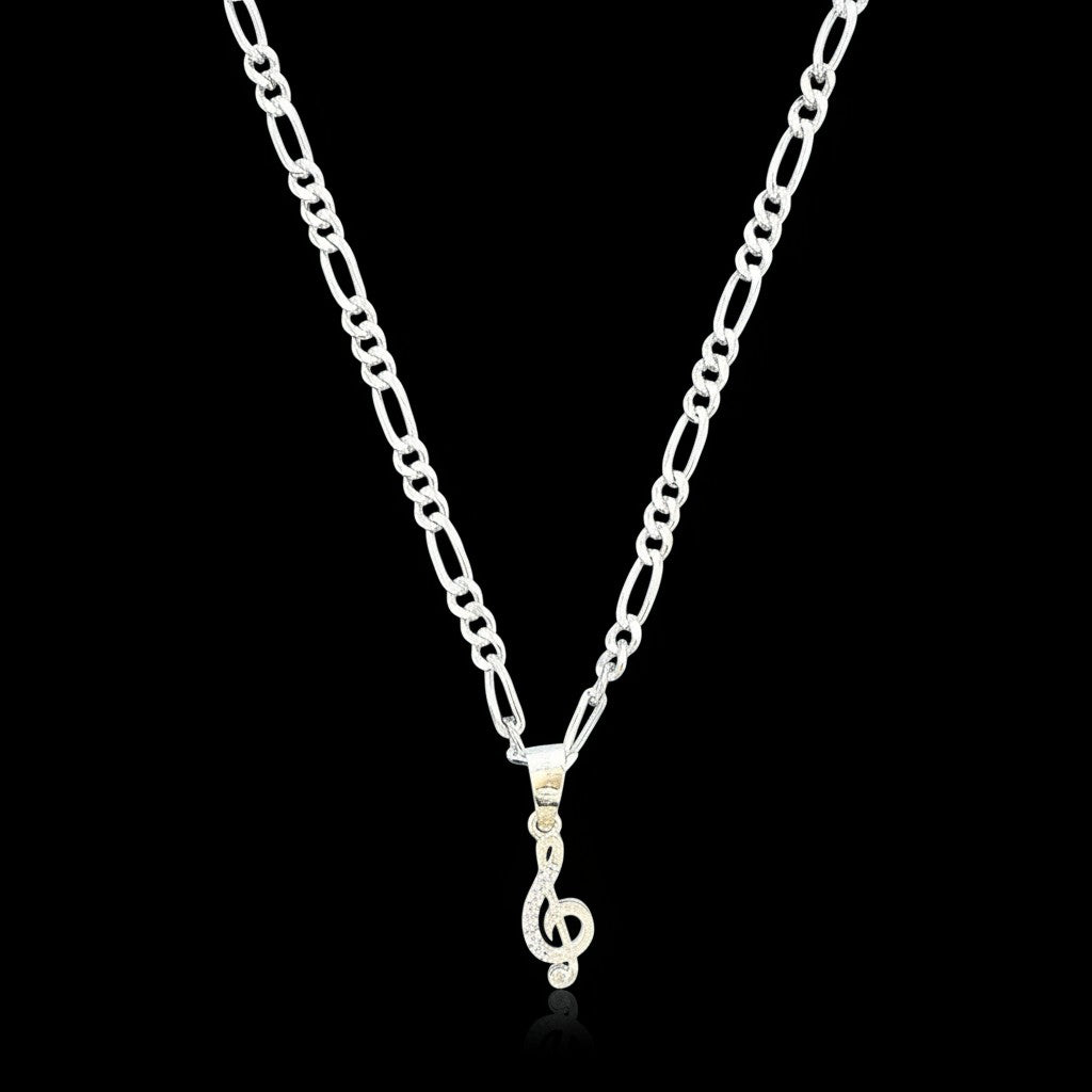 Dije Clave de Sol con Zirconias en Plata .925