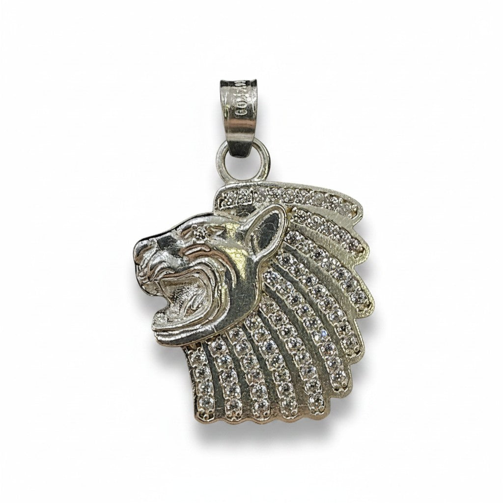 Dije Cabeza de León con Zirconias en Plata .925