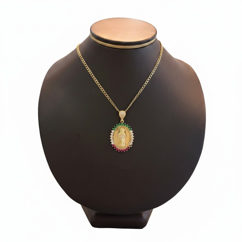 Medalla San Judas Tadeo Multicolor – Oro 10K