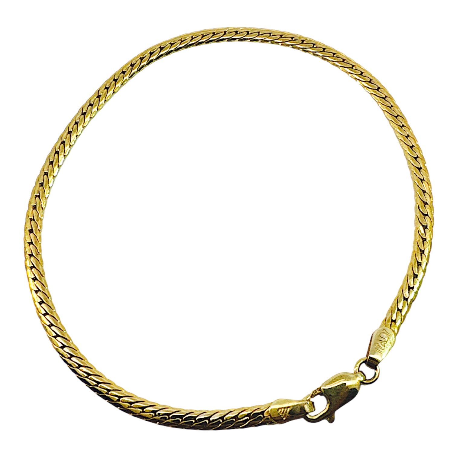 Pulso de tejido cola de rata de 20cm en oro 10K con acabado brillante, diseñado por Joyería ROMA.
