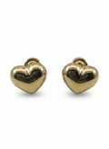Broquel de corazón inflado en oro 10K de Joyería ROMA, con acabado brillante y diseño elegante.