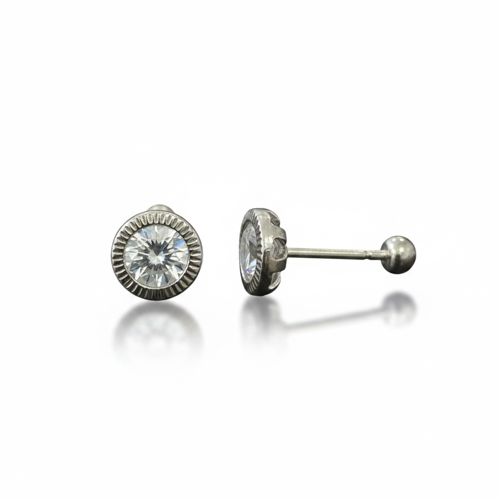 Broquel Bisel Plata .925 5.5mm