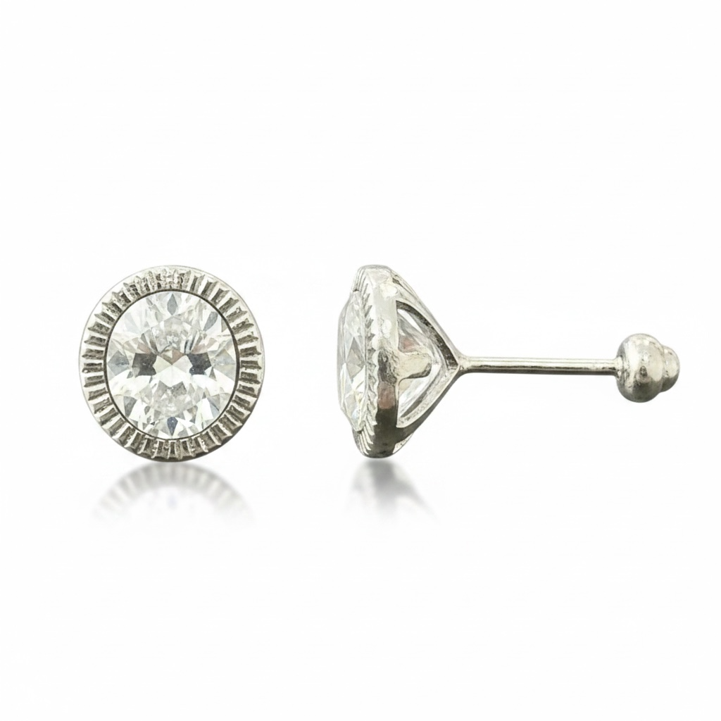 Broquel Bisel Plata .925 6.5mm