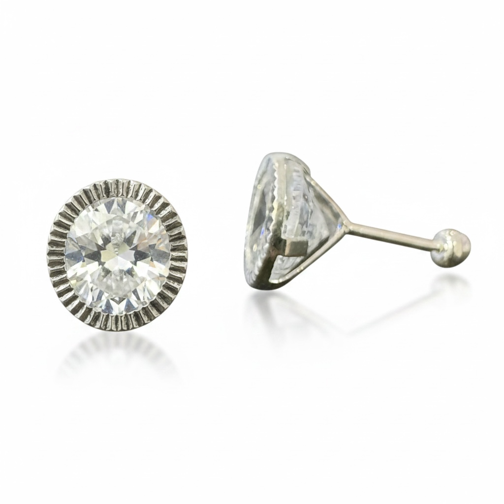 Broquel Bisel Plata .925 8.5mm