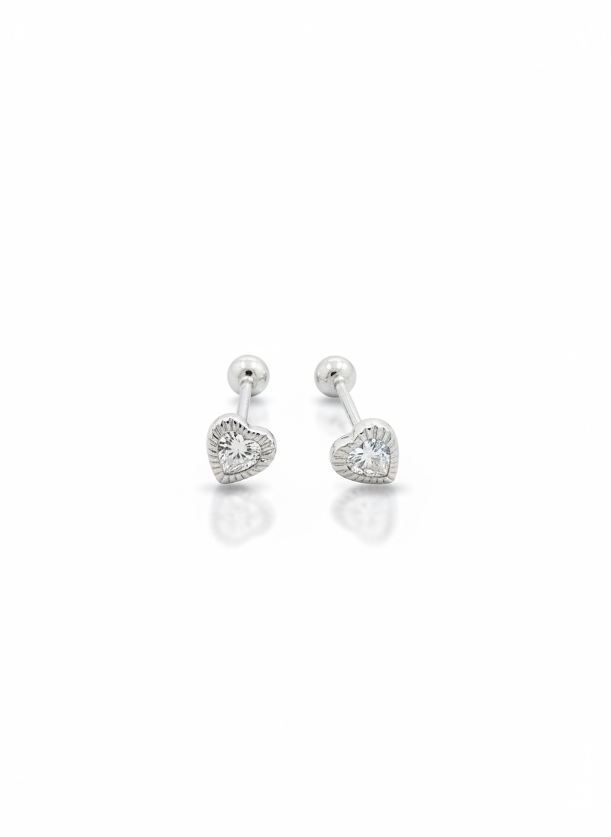 Broquel Corazón Bisel Plata .925 - 3.5mm a 8.5mm
