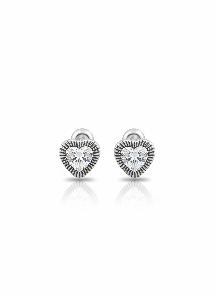 Broquel Corazón Bisel Plata .925 - 3.5mm a 8.5mm