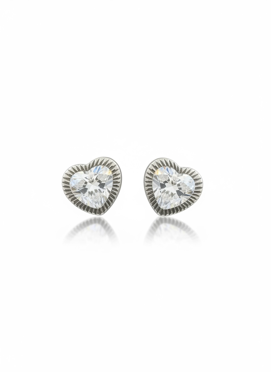 Broquel Corazón Bisel Plata .925 - 3.5mm a 8.5mm