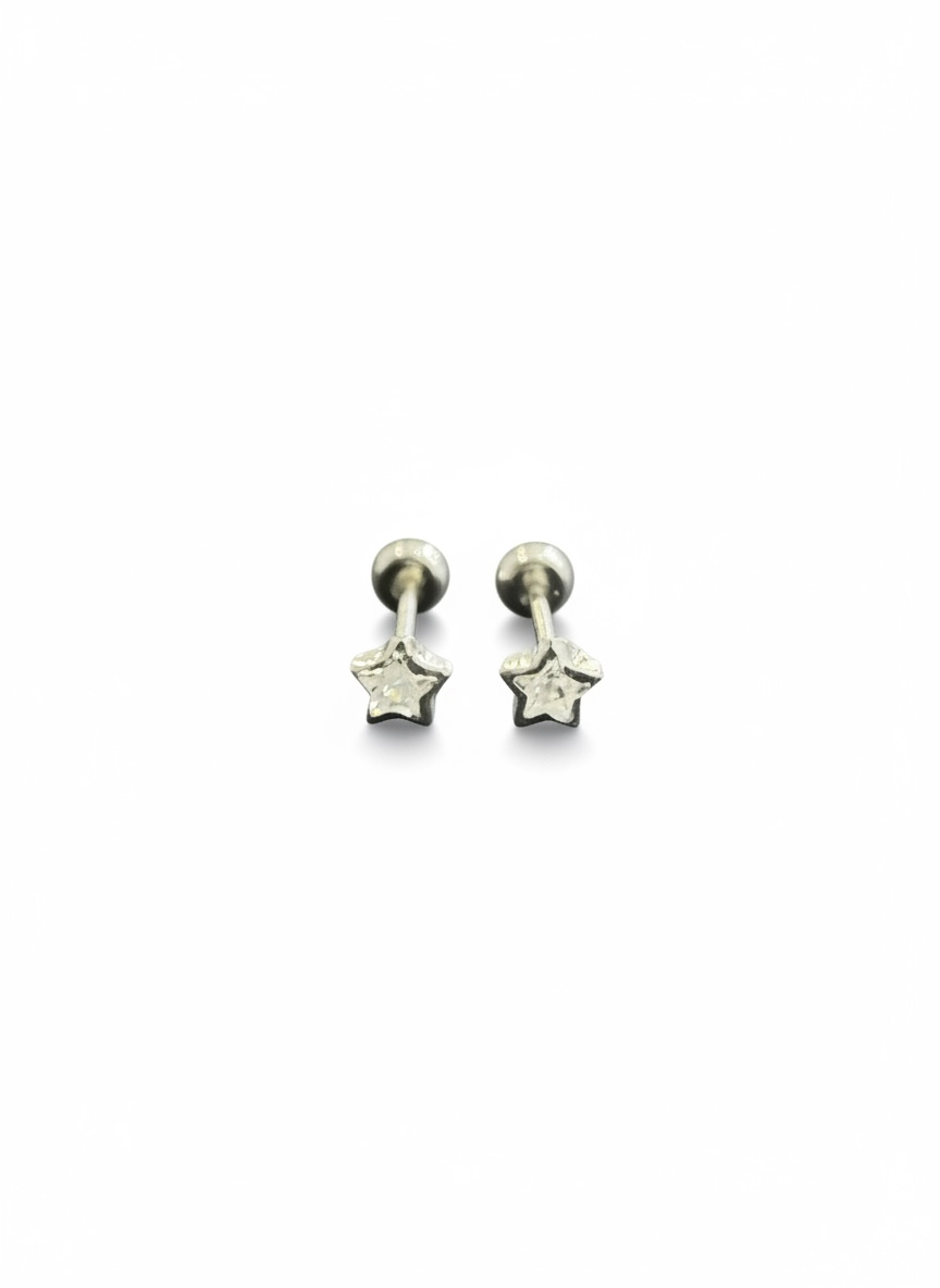 Broquel Bisel Estrella Plata .925 - 3mm a 8mm