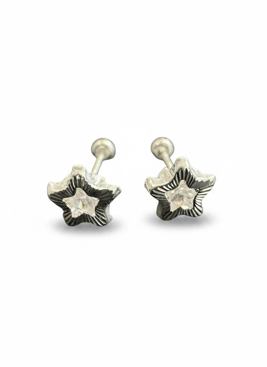 Broquel Bisel Estrella Plata .925 - 3mm a 8mm