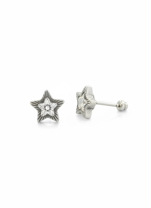 Broquel Bisel Estrella Plata .925 - 3mm a 8mm