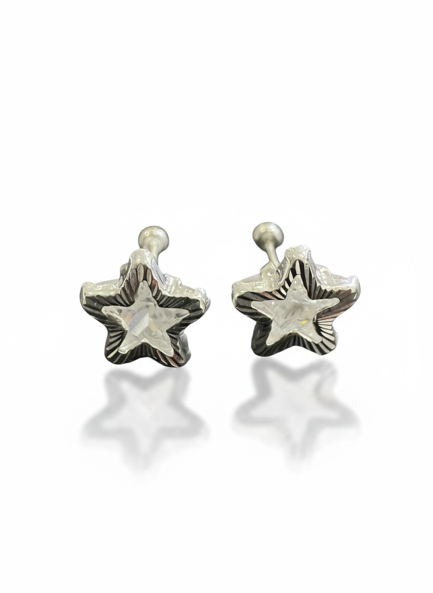 Broquel Bisel Estrella Plata .925 - 3mm a 8mm