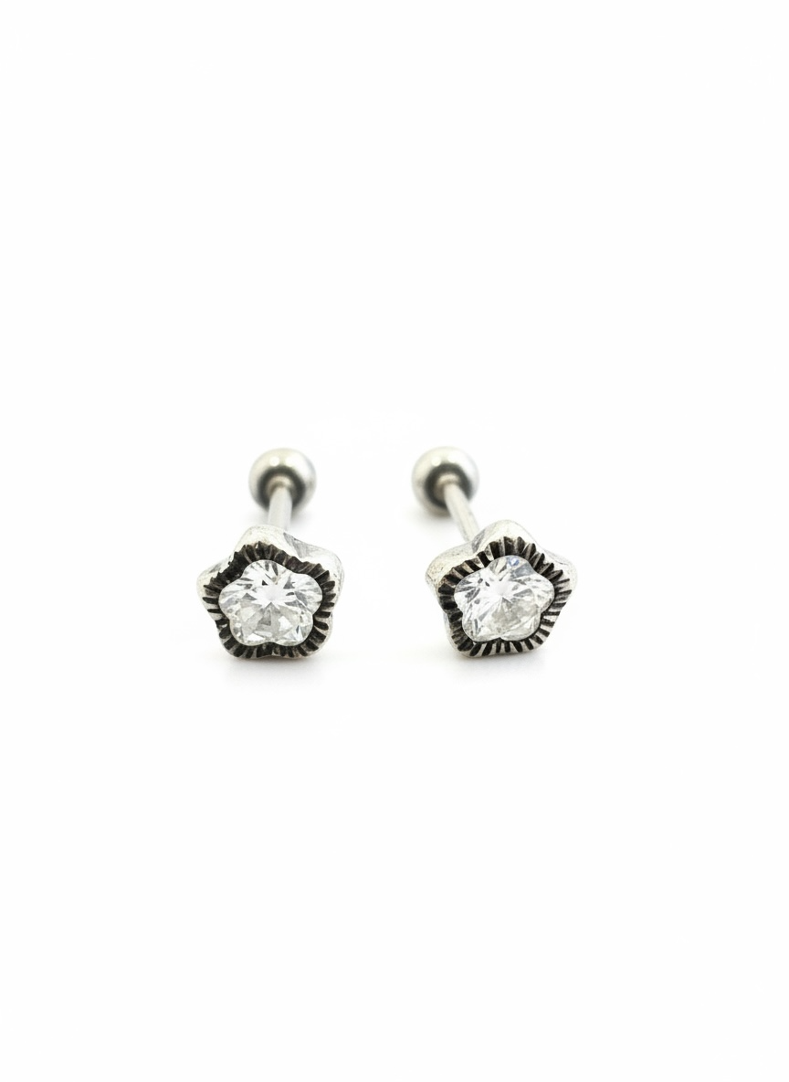 Broquel Bisel Flor Plata .925