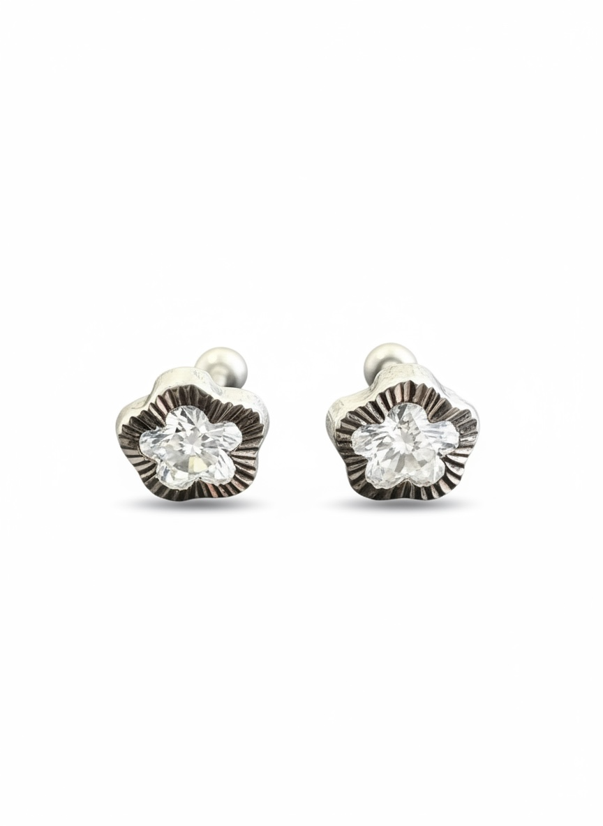 Broquel Bisel Flor Plata .925
