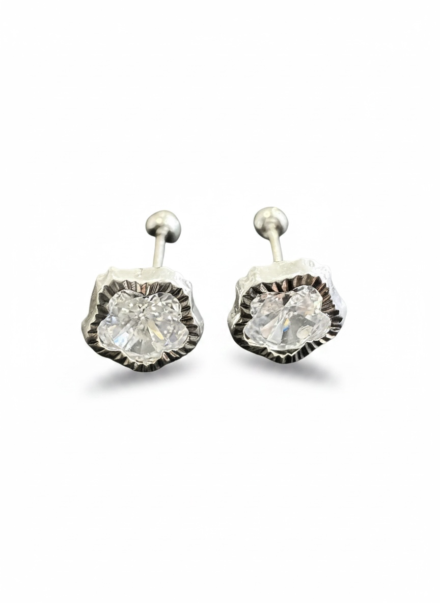 Broquel Bisel Flor Plata .925