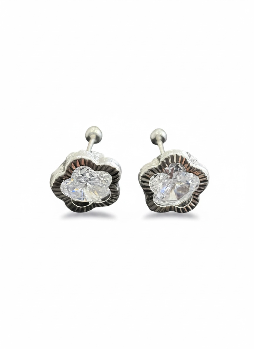 Broquel Bisel Flor Plata .925