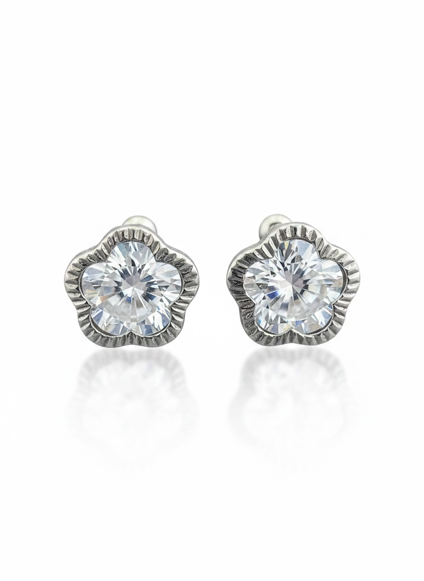 Broquel Bisel Flor Plata .925