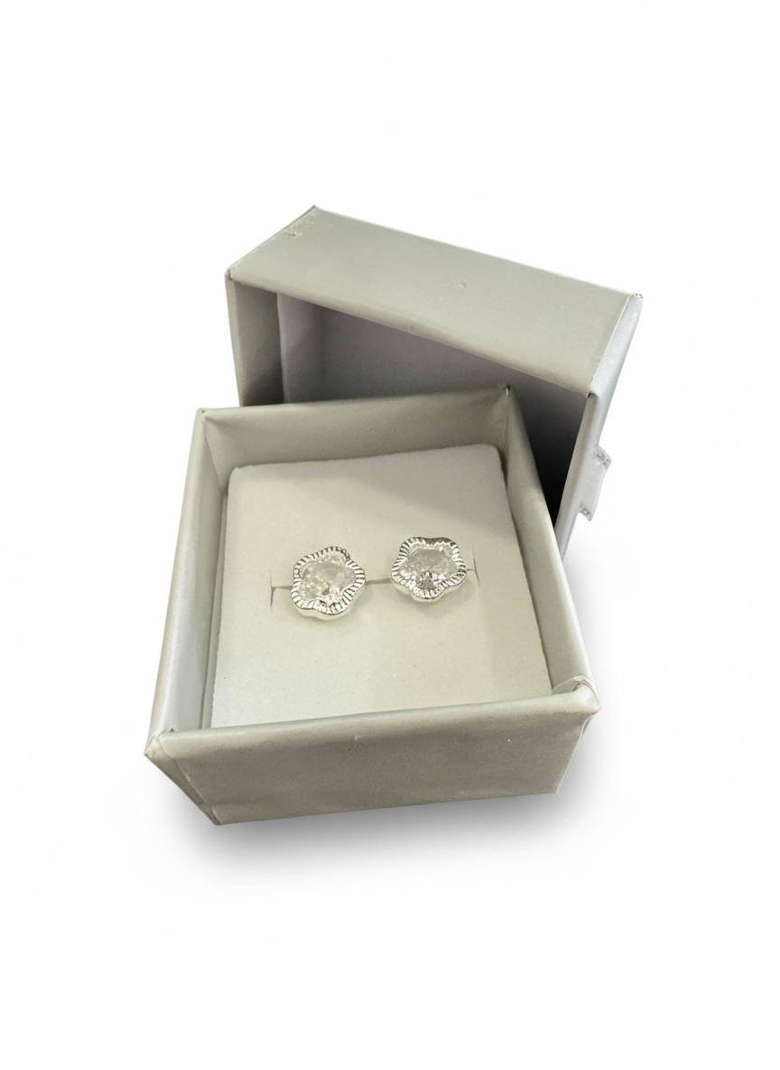 Broquel Bisel Flor Plata .925
