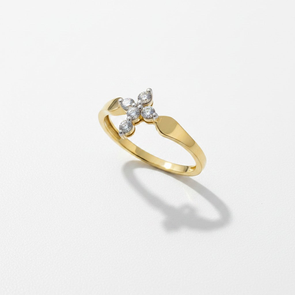 Anillo Cruz con Zirconias de Oro 10K