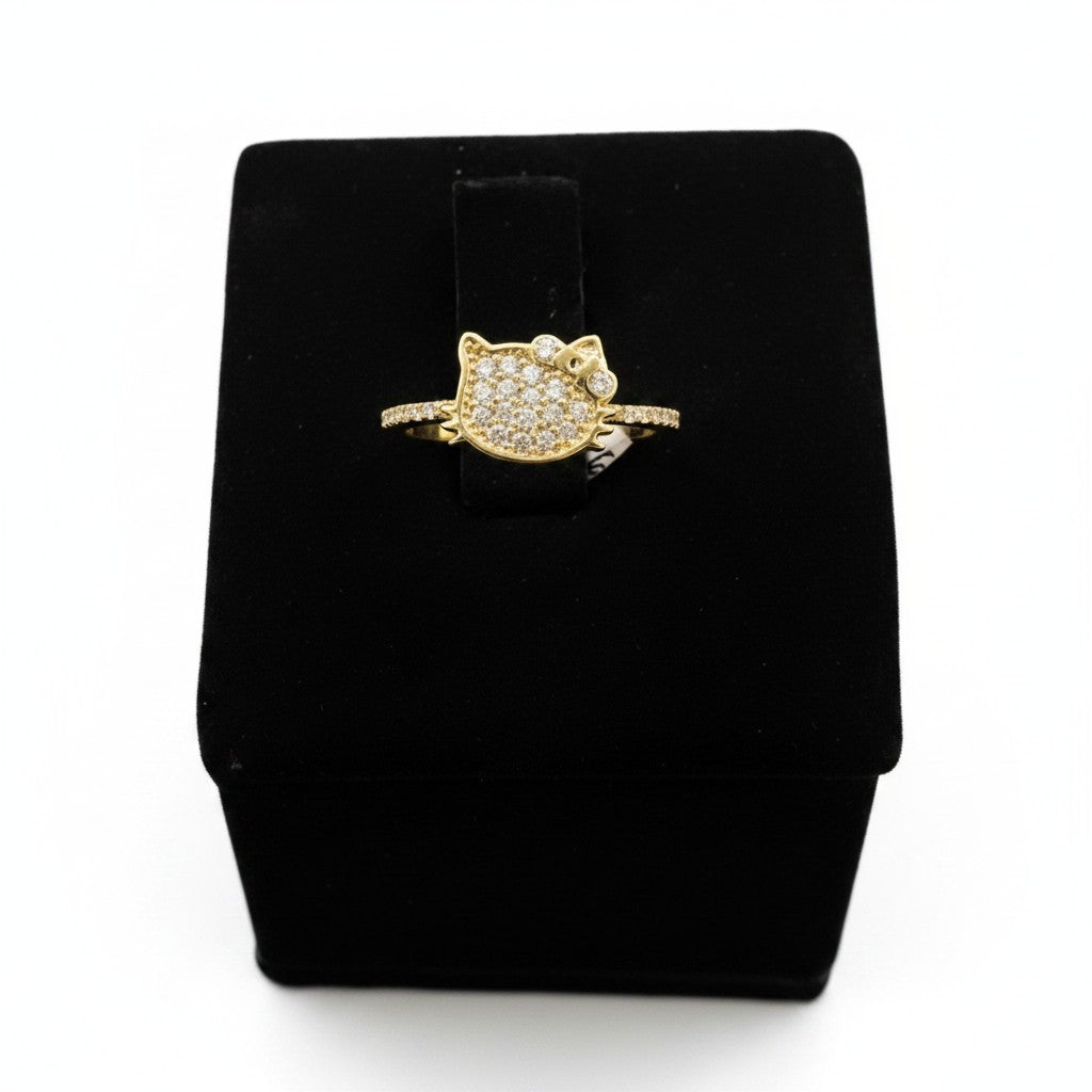 Anillo Gatito con Zirconias Oro 10K