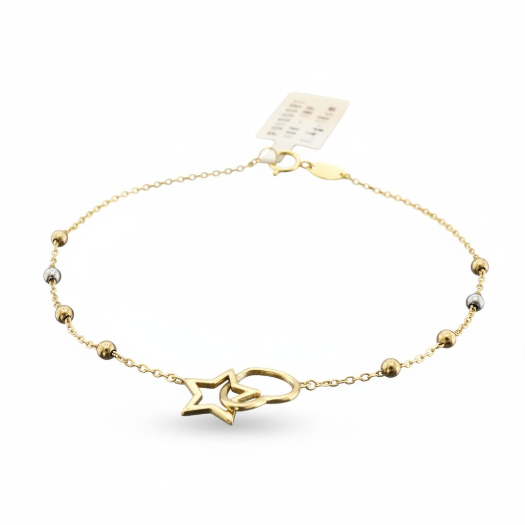 Pulsera Estrella y Corazón de Oro 10K
