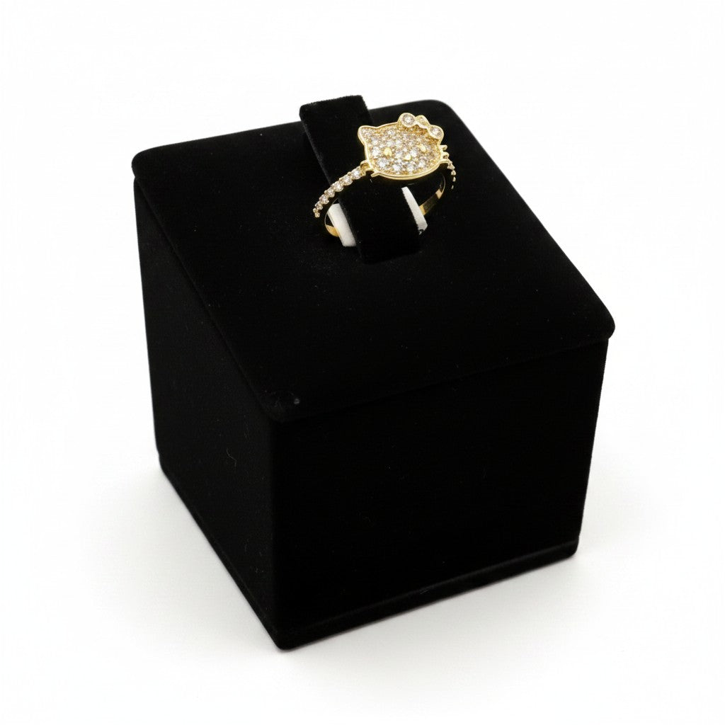 Anillo Gatito con Zirconias Oro 10K