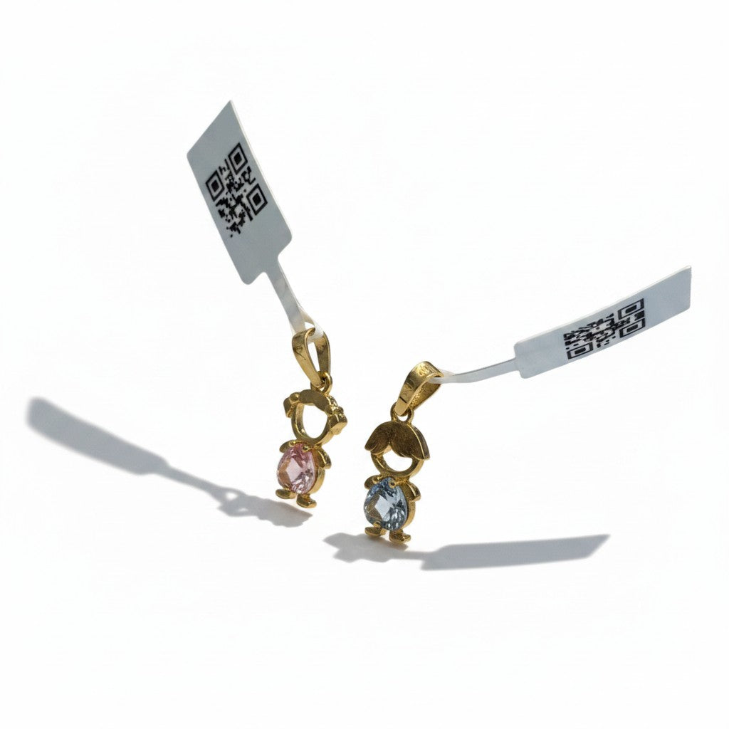 Dije Niño o Niña con Zirconia de Oro 10K