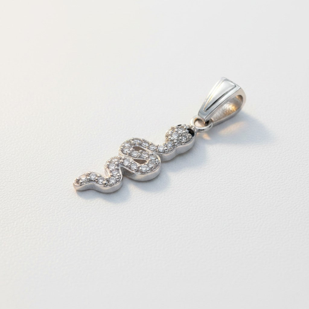 Dije Serpiente con Zirconias en Plata .925