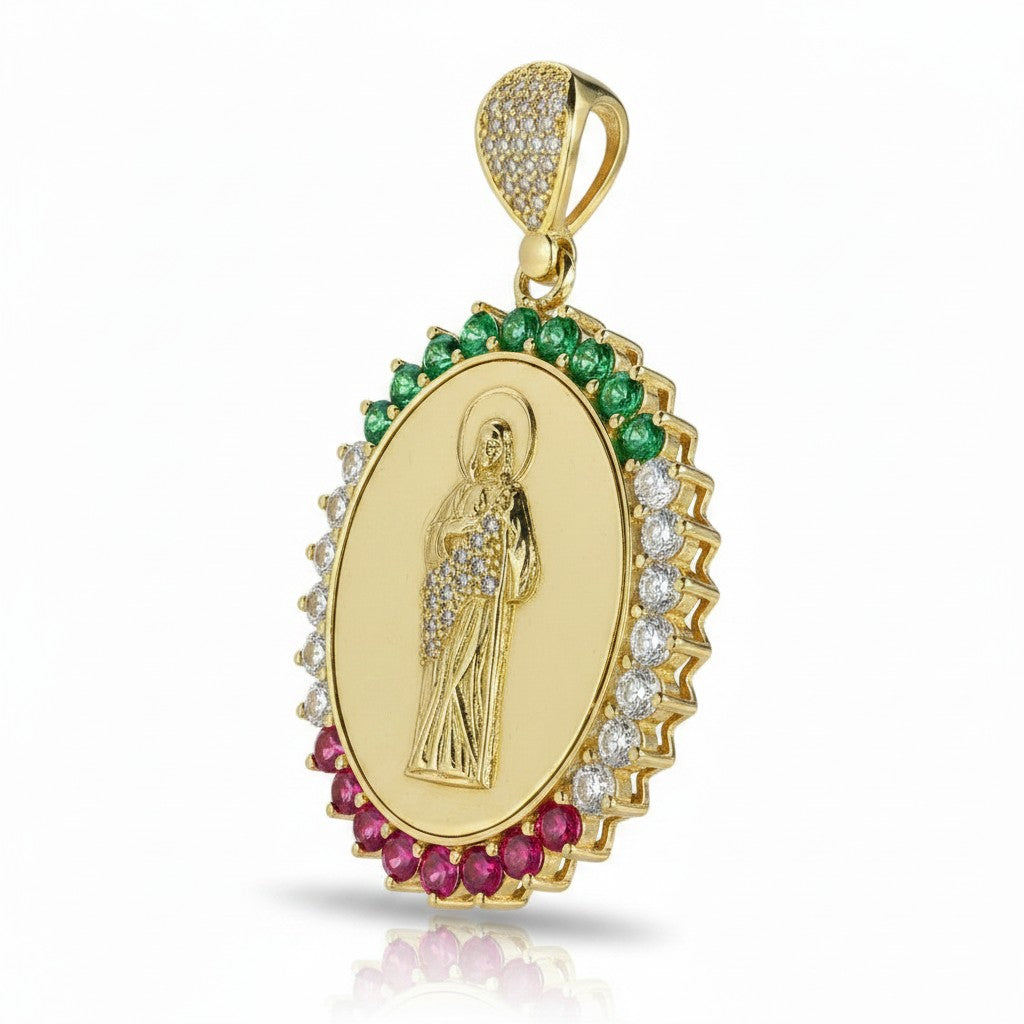 Medalla San Judas Tadeo Multicolor – Oro 10K
