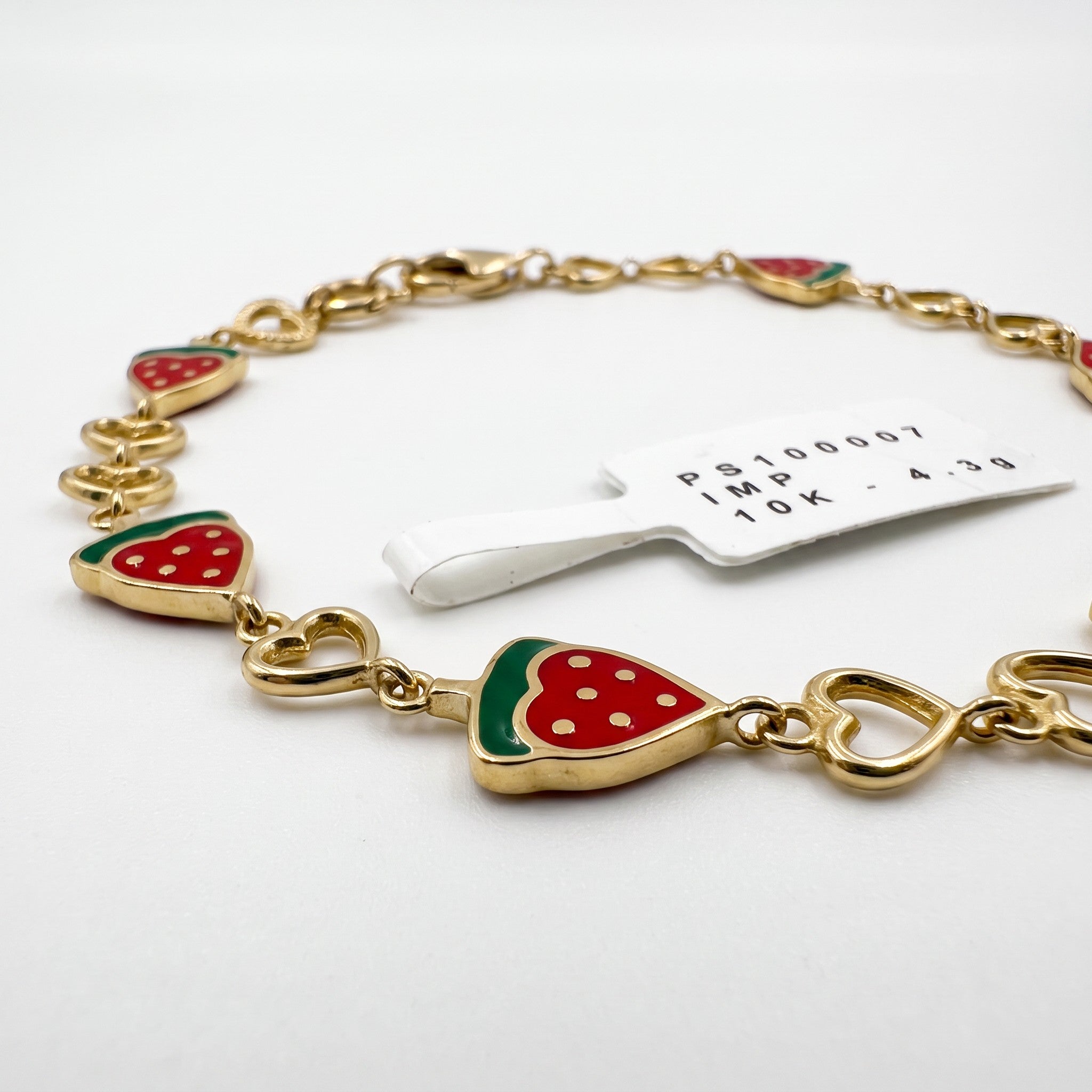 Pulsera Sandías y Corazones de Oro 10K