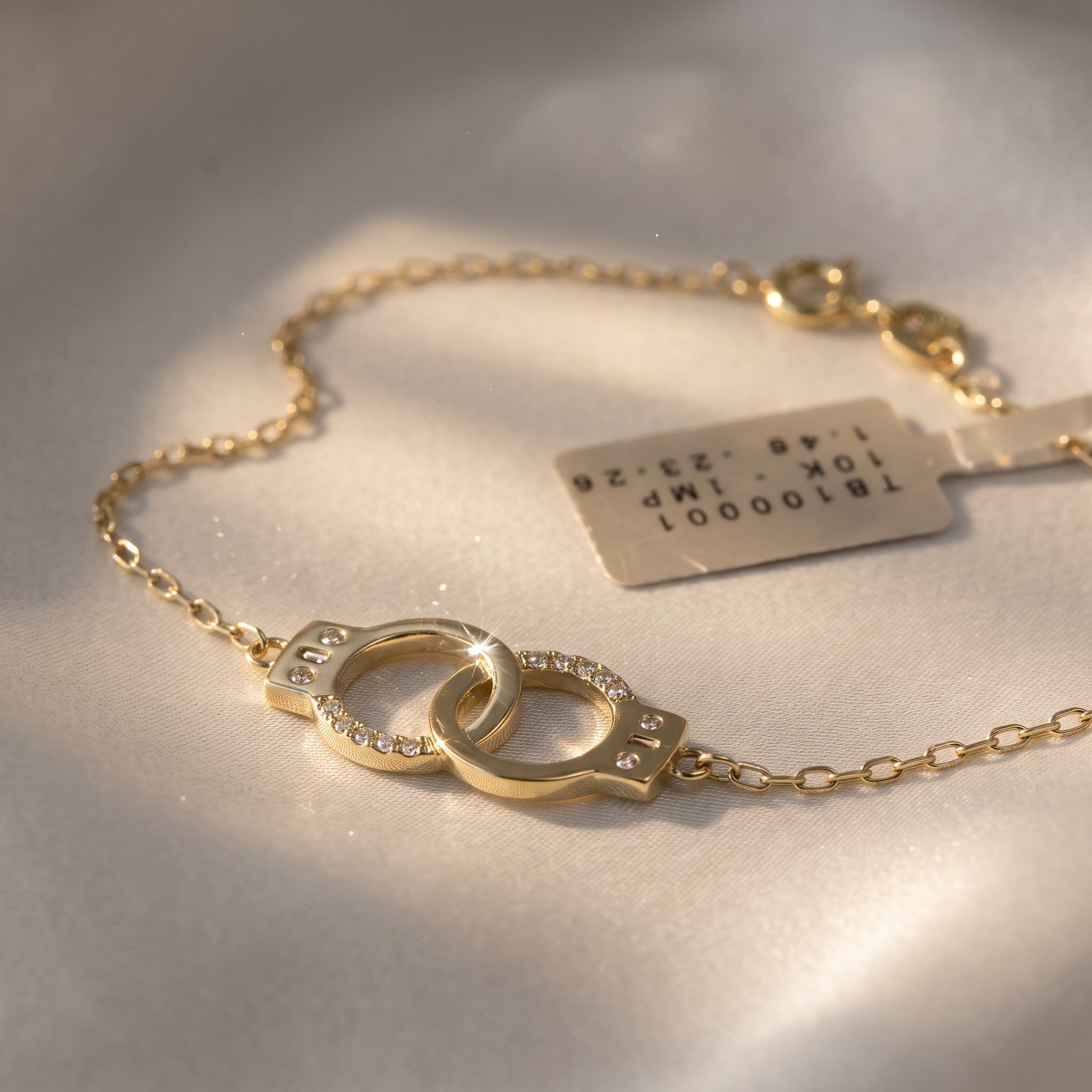 Tobillera Esposas con Zirconias de Oro 10K