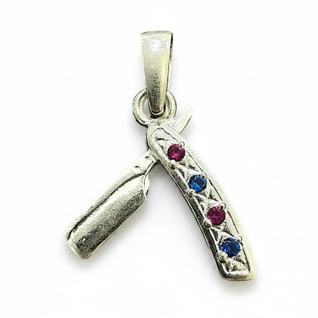 Dije de Navaja para Barbero en Plata .925