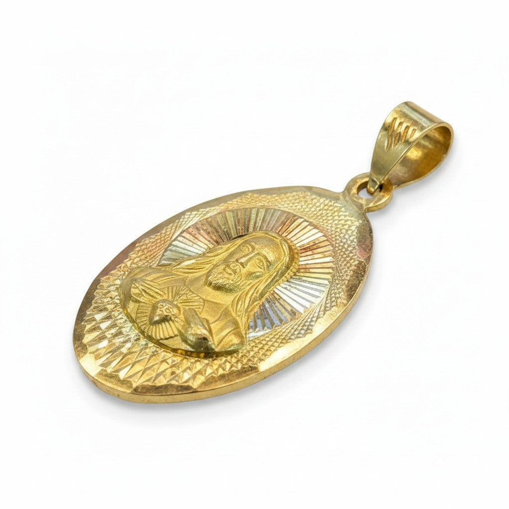Medalla Sagrado Corazón de Jesús Diamantada – Oro 10K