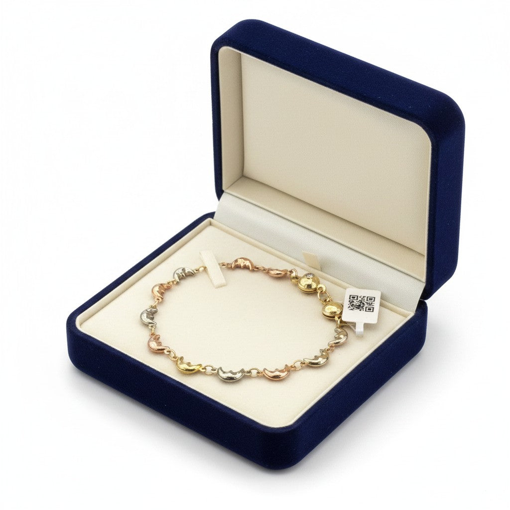 Pulsera Lunas Tricolor de Oro 10K