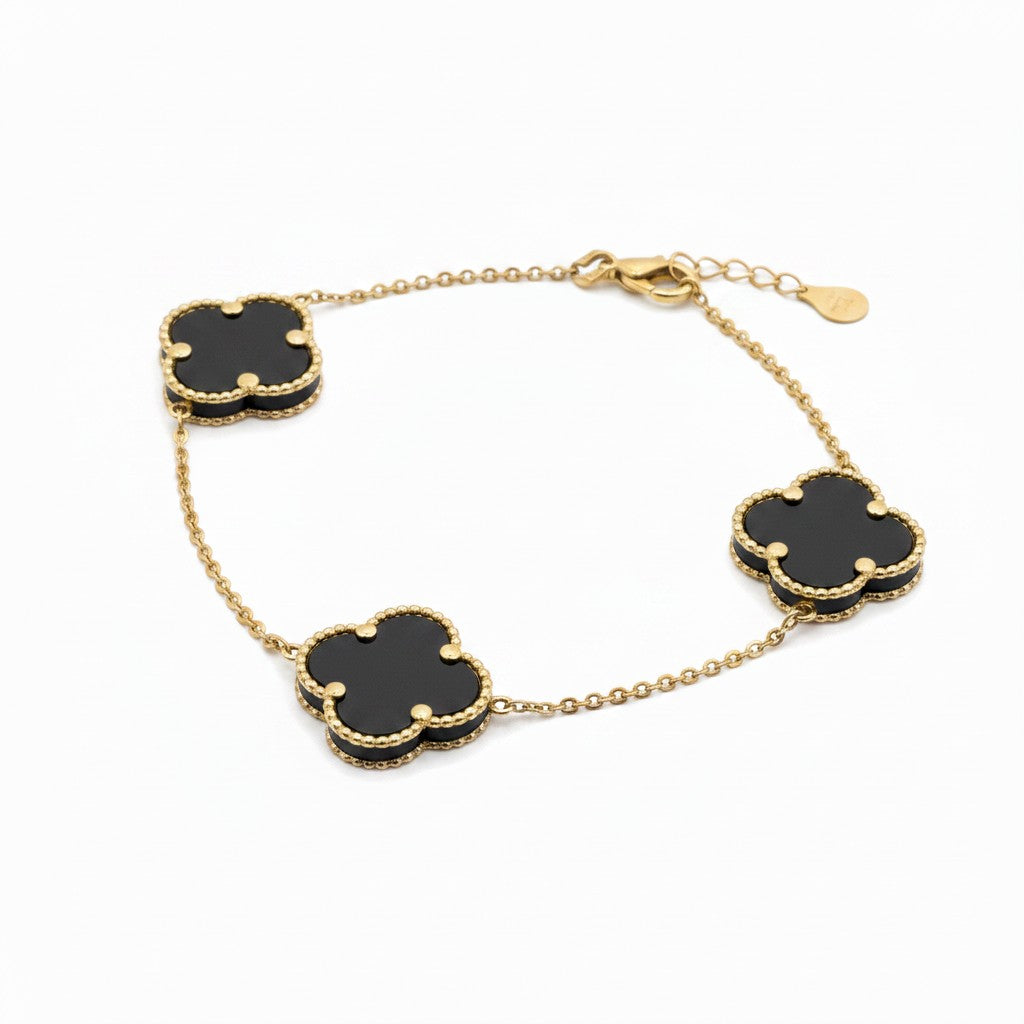 Pulsera Trébol Negro de Oro 10K