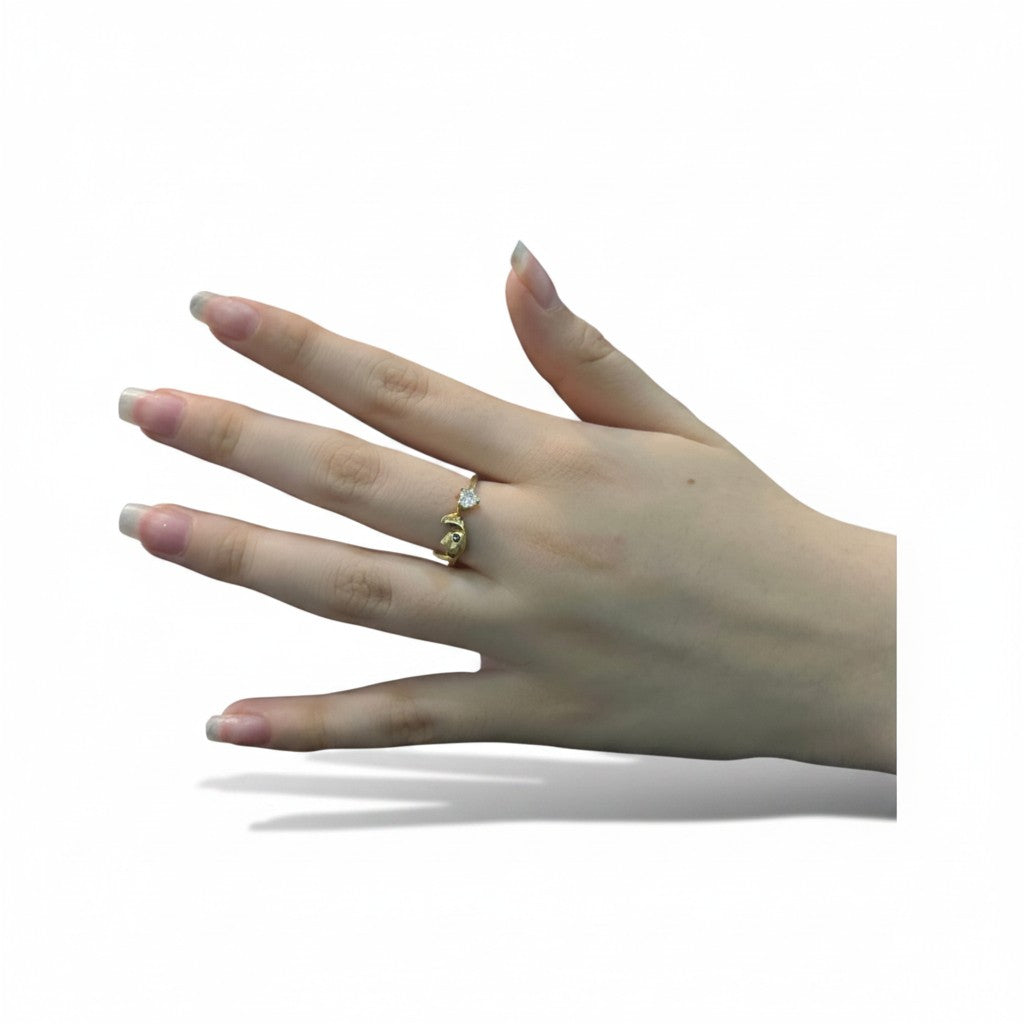 Anillo de Caricatura con Zirconia Oro 10K