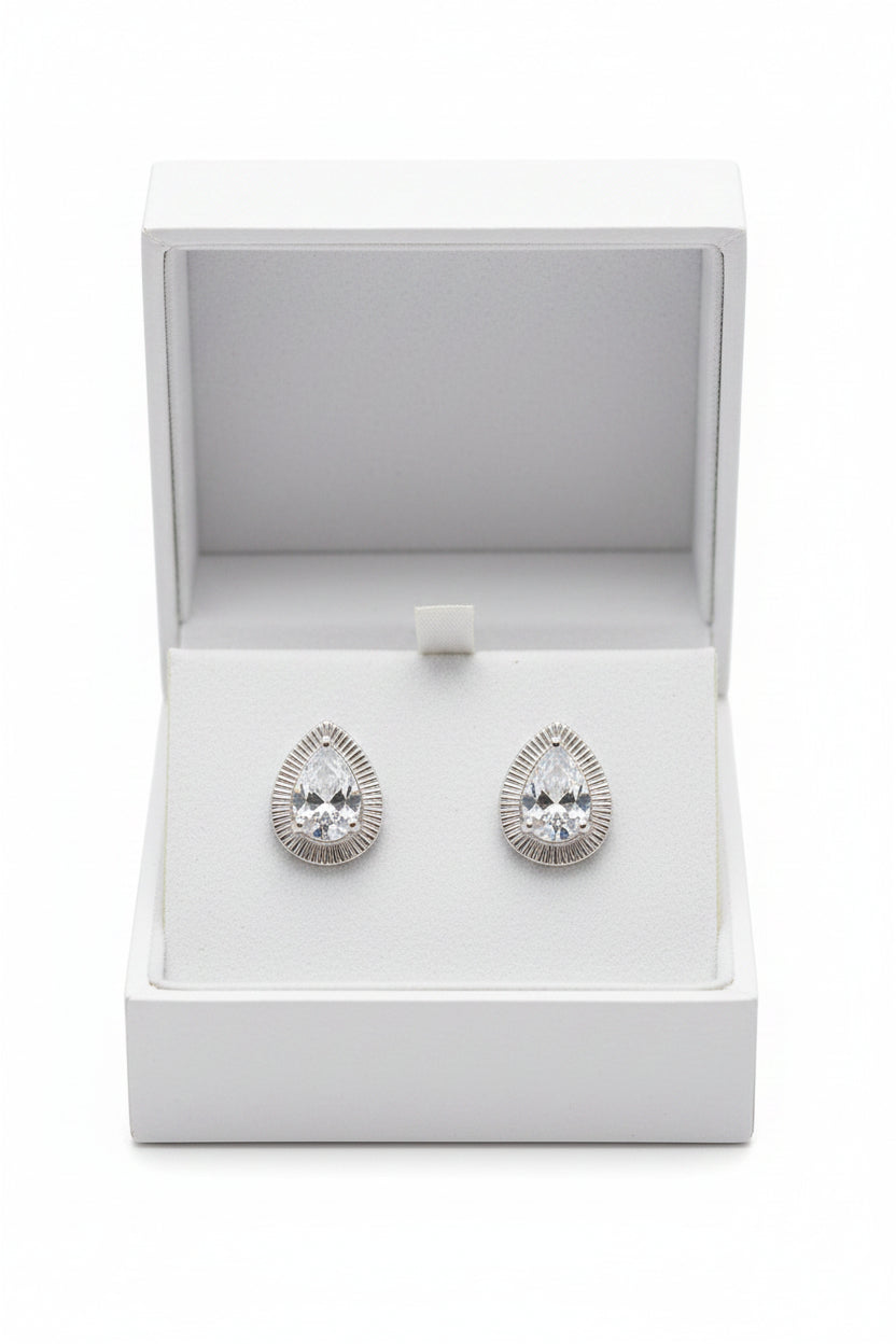 Broqueles Bisel Gota Plata .925