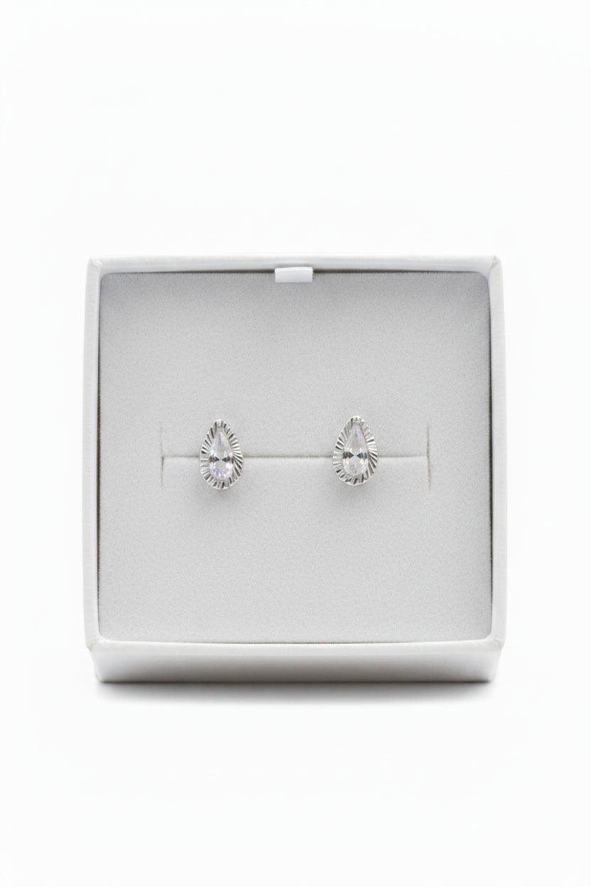Broqueles Bisel Gota Plata .925